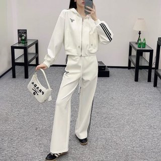 [Great Deal] Prada Replica Hooded Denim Blouson Jacket Top and Bottom Set pub57176