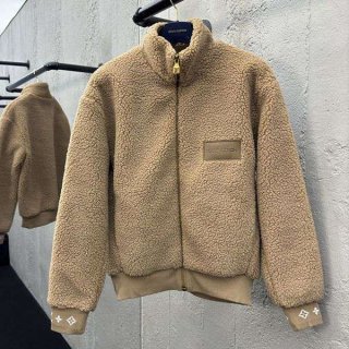 New color release ☆ Louis Vuitton leather patch fleece blouson replica vuy50494