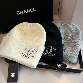 24 Autumn/Winter Pre☆Popular Chanel Knit Cap Replica☆3 Colors shm01025