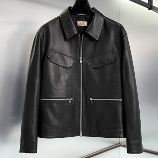 Rare Hermes Straight Cut Replica Leather Jacket ery35483
