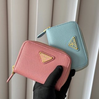 Prada Vitello Move coin case replica with triangular logo in two colors MM268