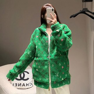 Louis Vuitton Fleece Jacket Replica Green Monogram Craggy 1AFQ58