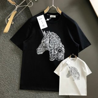 Free shipping Hermes short sleeve T-shirt replica H embroidery cotton 2 colors erg56341