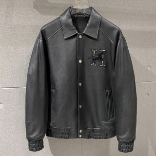《Very Popular》Hermes Saddle Print Leather Front Fake Jacket erz48145