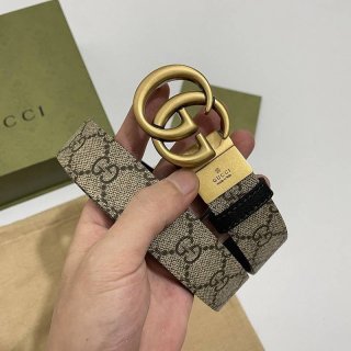 Very popular! Gucci canvas GG pattern belt dark brown women's 35mm guc48690
