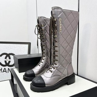 Rare Chanel Logo Combat Boots Replica shk93315