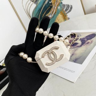 CHANEL AIRPODS PRO CASE COPY Earphone case Necklace Metal Resin Artificial pearl she19987