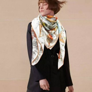 Secured Hermes Grade N Carre 135 Summer Stripe Shawl ero82703