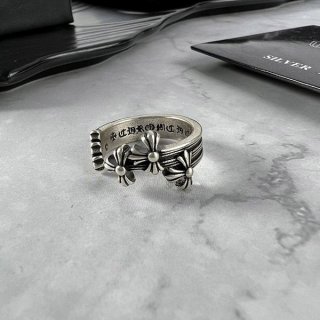 Chrome Hearts N Grade 3 CH CRS Three CH Cross Silver Ring Kus23704