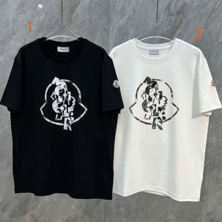 Moncler logo print parody crew neck T-shirt mob99946