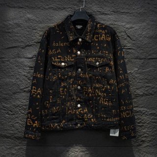 Extremely rare! 24FW Balenciaga All-Over logo fake denim jacket bax05565