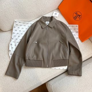 Simple deerskin Hermes blouson short jacket copy ern32913