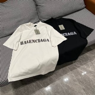 Cute Balenciaga STENCIL TYPE T-shirt with logo, short sleeves, cotton, knockoff, 3 colors, bae16168