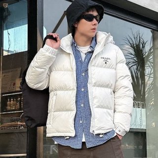 Luxury brand Prada hooded Re-Nylon down jacket fake puk94070