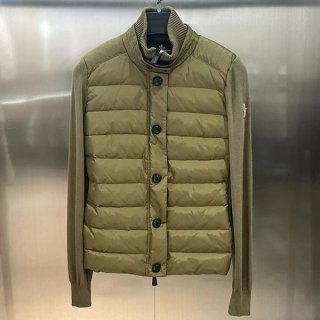 Moncler cheap padded wool cardigan with logo and long sleeves, down moj28589