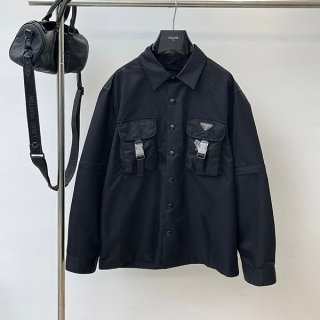 Prada logo patch buttoned jacket replica pux50944