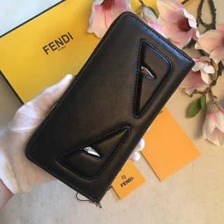 Fendi Bag Bugs Replica Black Leather Long Wallet fee30631