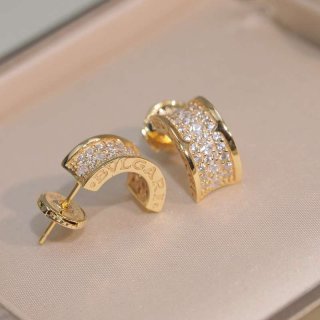 Rare color, stylish? Bulgari 18K yellow gold diamond earrings replica Buo94500