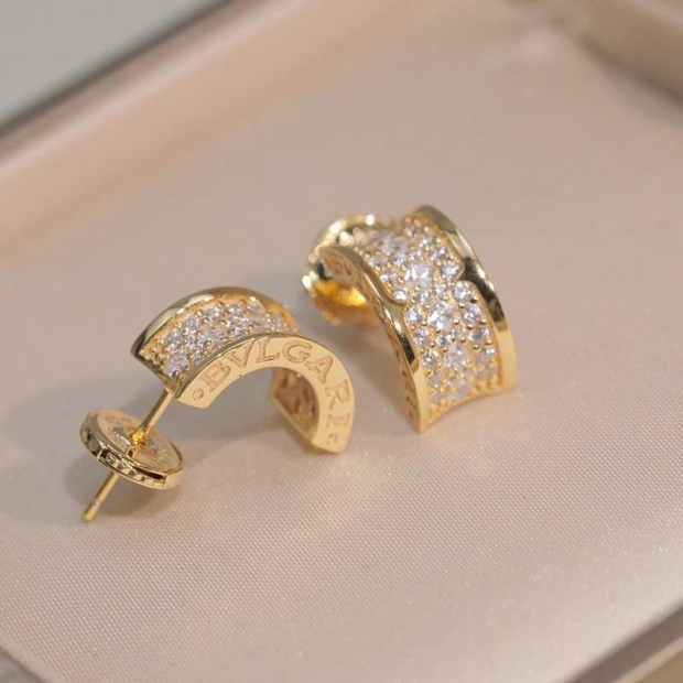 Rare color, stylish? Bulgari 18K yellow gold diamond earrings replica Buo94500