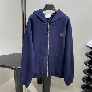 Recommended Miu Miu Hoodie Replica Logo Embroidered Hoodie Top and Bottom Set myk80866