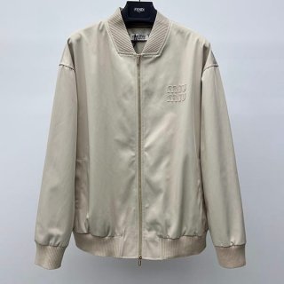 Perfect gift: Miu Miu replica Panama cotton bomber jacket with embroidered logo myd71016