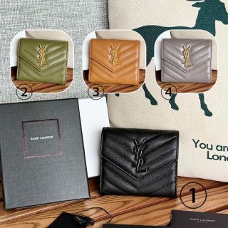 Saint Laurent Replica ★ Leather Folding Wallet 4 Colors Saj33428