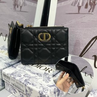 Rare Dior Caro Dahlia Bi-fold Wallet Replica Cannage dea91963