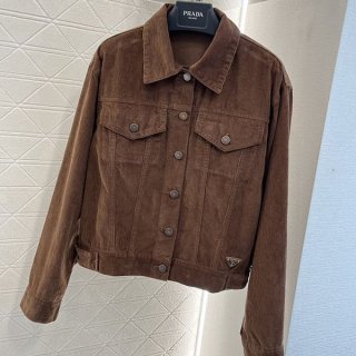 Easy to use Prada logo patch corduroy shirt jacket pul31036