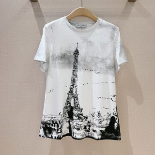 Rare Dior Grade N Paris Cotton Linen T-shirt Eiffel Tower deu78307