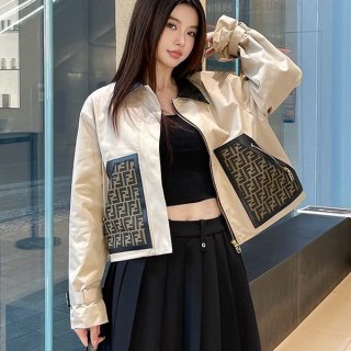 Perfect gift Fendi Blouson Beige Wool Jacket Replica feg97235