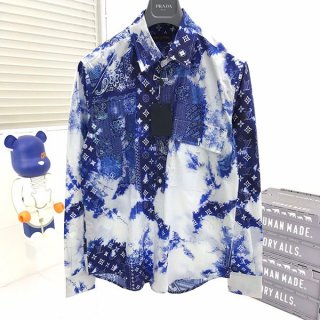 ☆Louis Vuitton Replica☆ Bandana Pattern Hook Detail Long Sleeve Shirt 1AA4UL