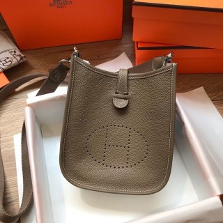 Very popular classic Hermes copy Evelyn Mini 16 TPM Noir Silver he26067
