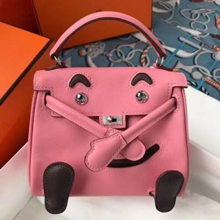 Extremely rare! Hermes Kelly Doll replica pink silver hardware ert36465