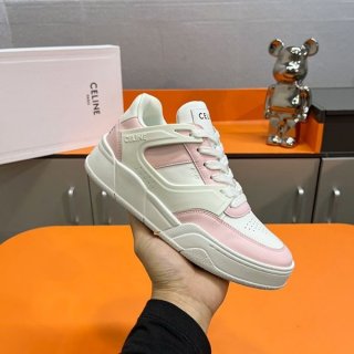Celine CT-07 Rubber Trim Leather Lace-up Sneakers Replica Cez60341