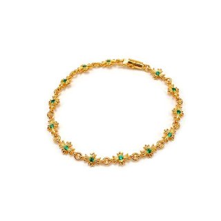 Rare Chrome Hearts Copy CH Plus Motif EMD PAVE Emerald Gold Bracelet Kud28757