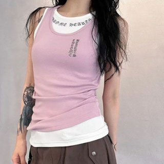 Very popular Chrome Hearts side logo tank top with vertical logo print Kuy48366