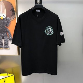 Must-have! Moncler Embroidered Logo T-shirt Replica ★Black & White moe32910