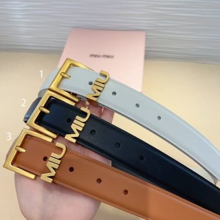 Latest and stylish Miu Miu replica logo metal buckle leather belt 3 colors myi17067