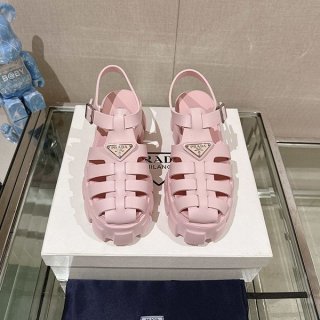 Prada Monolith Rubber Sandals Replica Logo Platform Strap Mules 1X853
