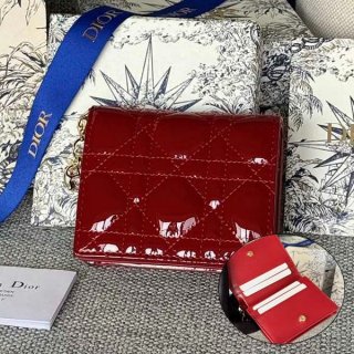 High quality Lady Dior replica flap card case with charm den79388