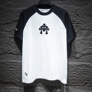 Recommended Chrome Hearts Color Block Cross Leather Short Sleeve T-Shirt Replica Kuv16498