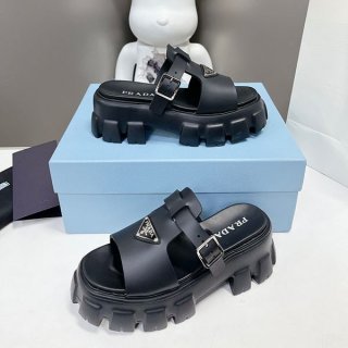 Immediate shipping Prada Monolith Foam Rubber Sandals Replica puc49431