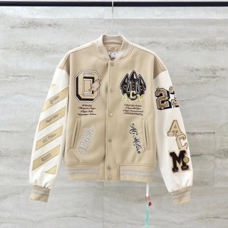 Rare off-white replica graphic leather varsity jacket ofr76802