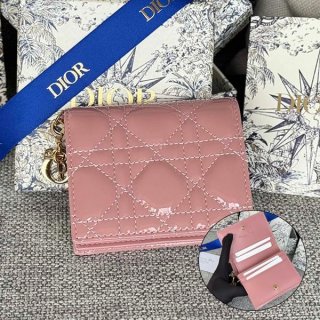 Super low price! Lady Dior parody flap card case with charm dew59644