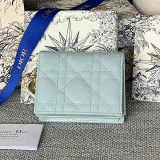 Rare Lady Dior replica flap card case with charm deq18530