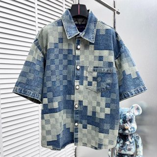 Louis Vuitton denim short sleeve T-shirt replica vut34950