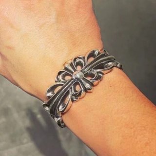 Cheap Chrome Hearts Double Floral Cross Cuff Bracelet Parody Kuf50286 with Tracking