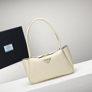 ★Popular in Japan! Replica Prada Medium Leather Handbag White 1BA44