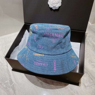 Very popular!! New color Chanel bucket hat fake denim shc00987