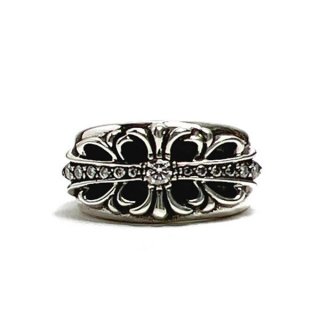 Rare Chrome Hearts Floral Cross Ring Fake Diamond Kuq57785
